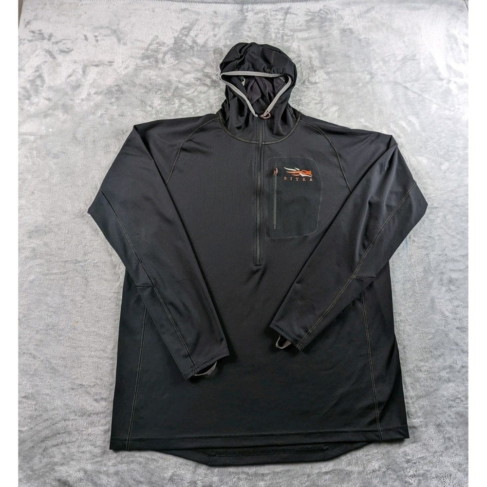 Sitka Core Lightweight Hoody Men XL Black Half Zip Facemask Hunting Performance